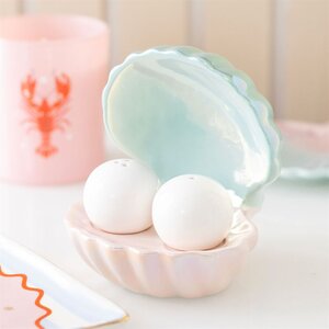 Pearl Clam Shell Salt Pepper Shakers Ocean-Inspired Kitchen Decor