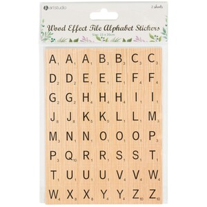 Pack of 2 Wood Effect Tile Alphabet Stickers