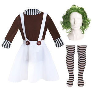 Chocolate Factory Worker Costume - Tights & Wig