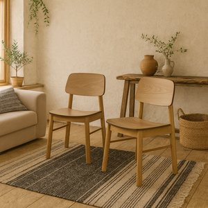 Quietwood Oak Dining Chairs, Set of 2, Matt Oak Look, Scandinavian Style