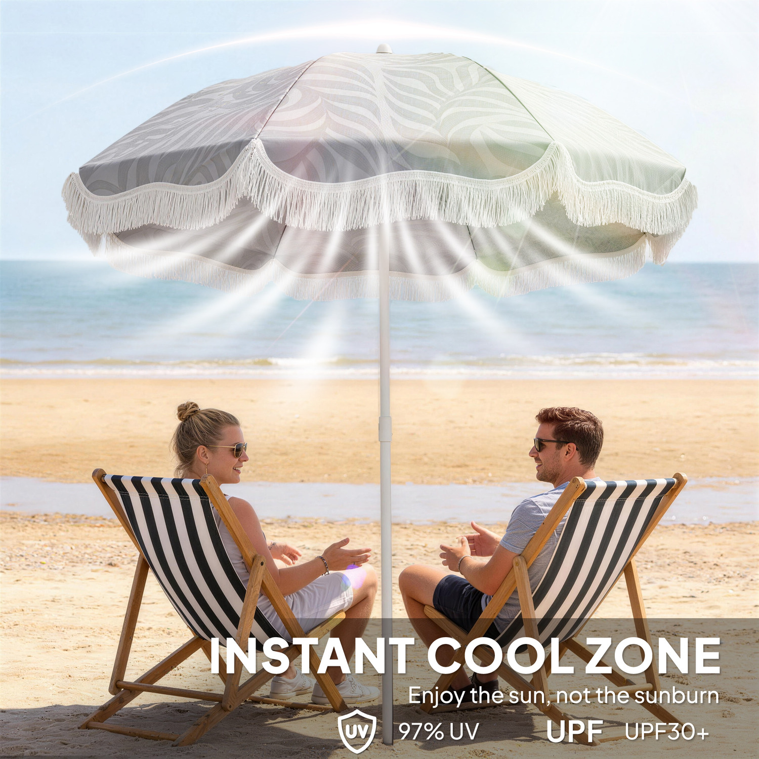Outsunny 1 8 M Beach Umbrella Parasol With Sand Anchor 30 Degrees Tilt - Light Grey