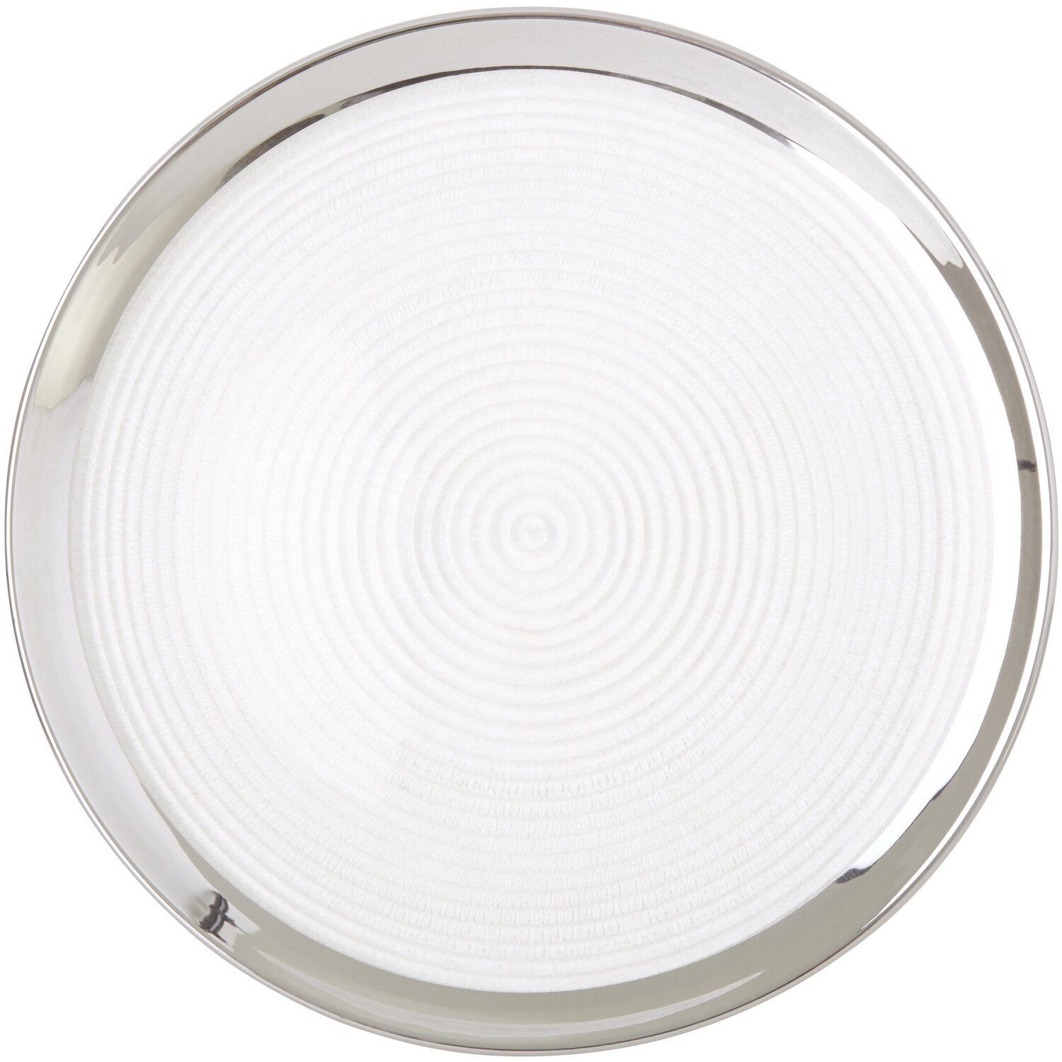 Ida Embossed Glass Coupe Charger Plate with Silver Rim - Silver