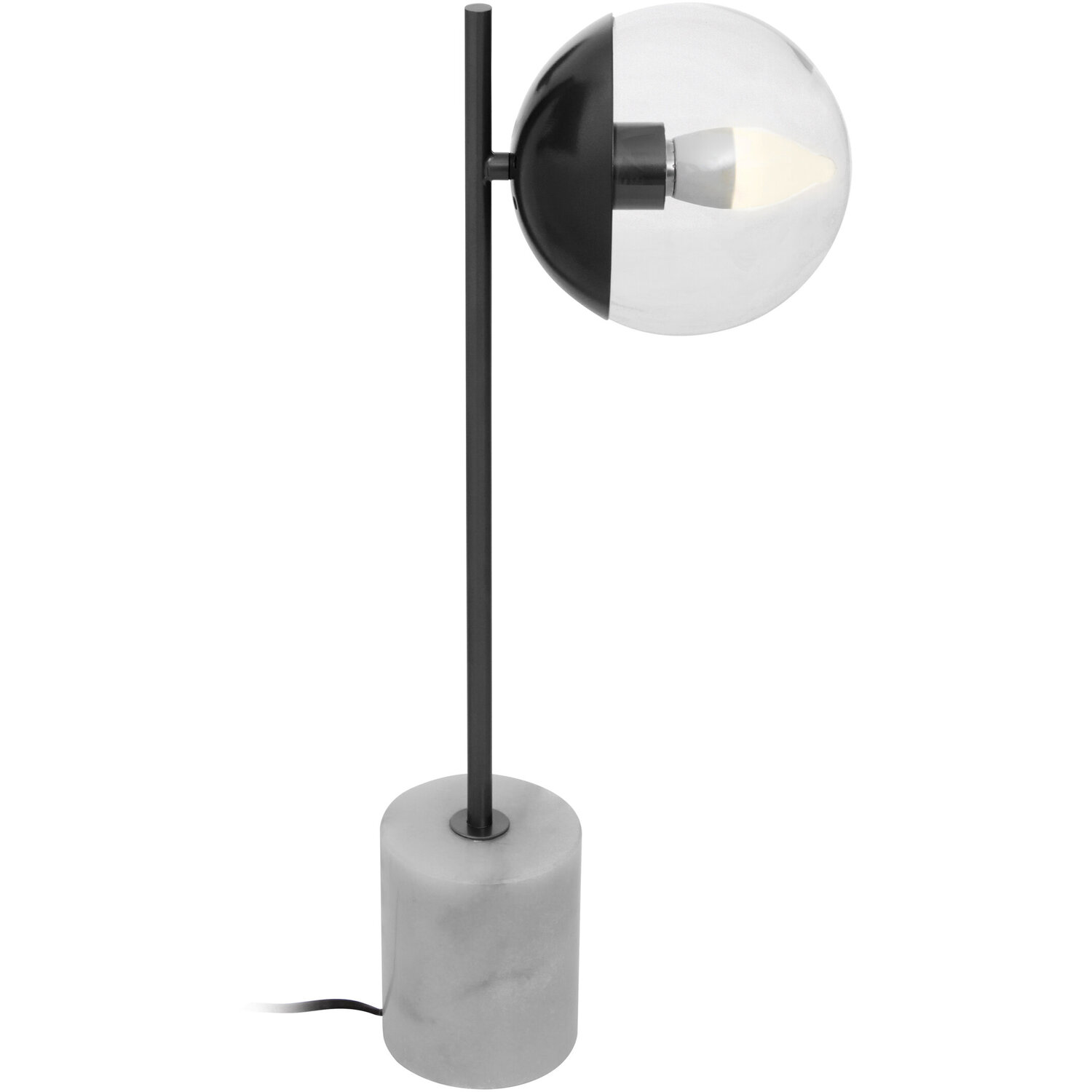 Revive Black Finish Metal Table Lamp with Marble Base - Black