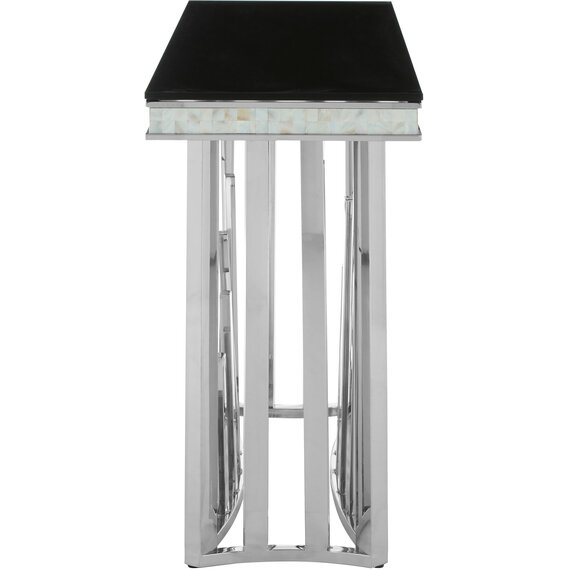 Eliza Silver Console Table with Black Glass Top
