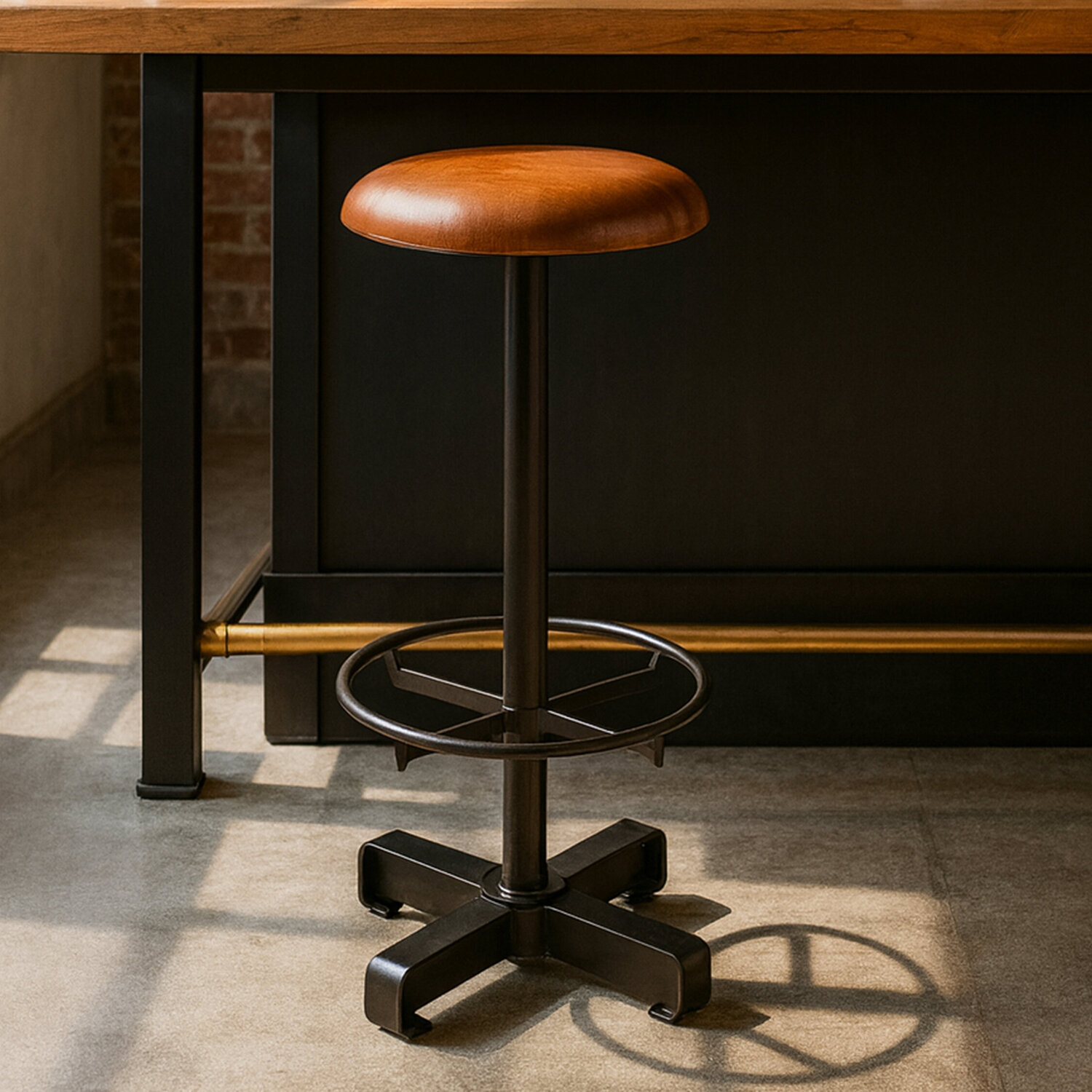 Buffalo Light Brown Leather Bar Stool - Brown