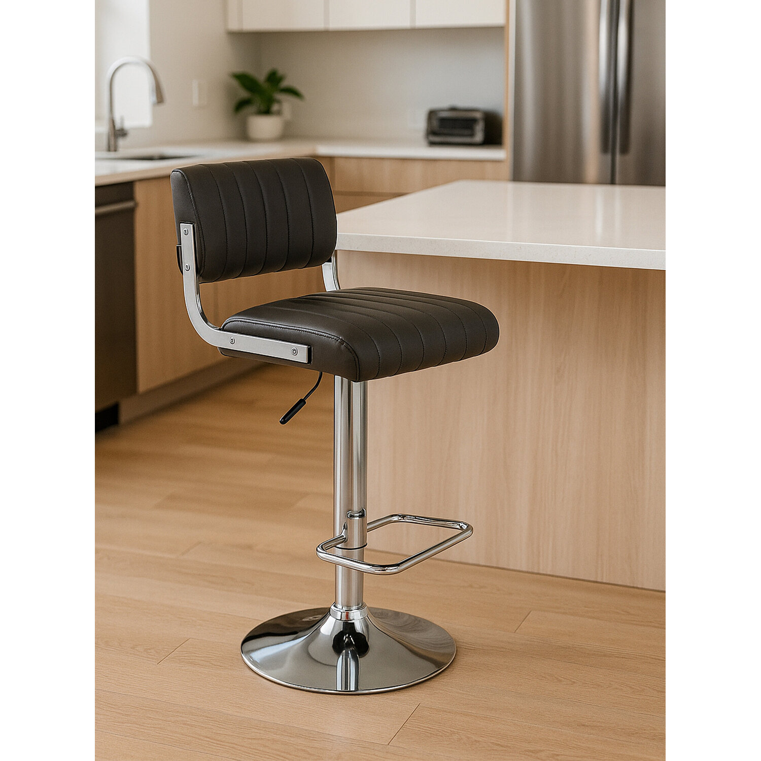 Stockholm Grey Channel Design Seat Bar Stool - Grey