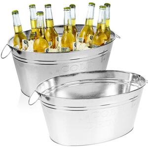 Steel Ice Bucket with Handles - for Beer/Soft Drinks - Set of 2