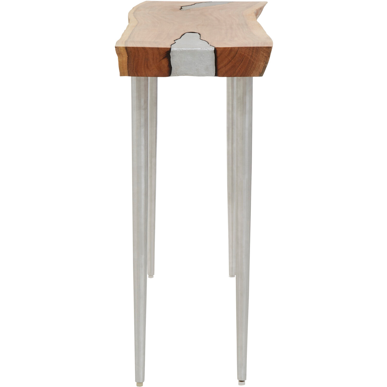 Almora Natural Acacia Wood Console Table - Silver