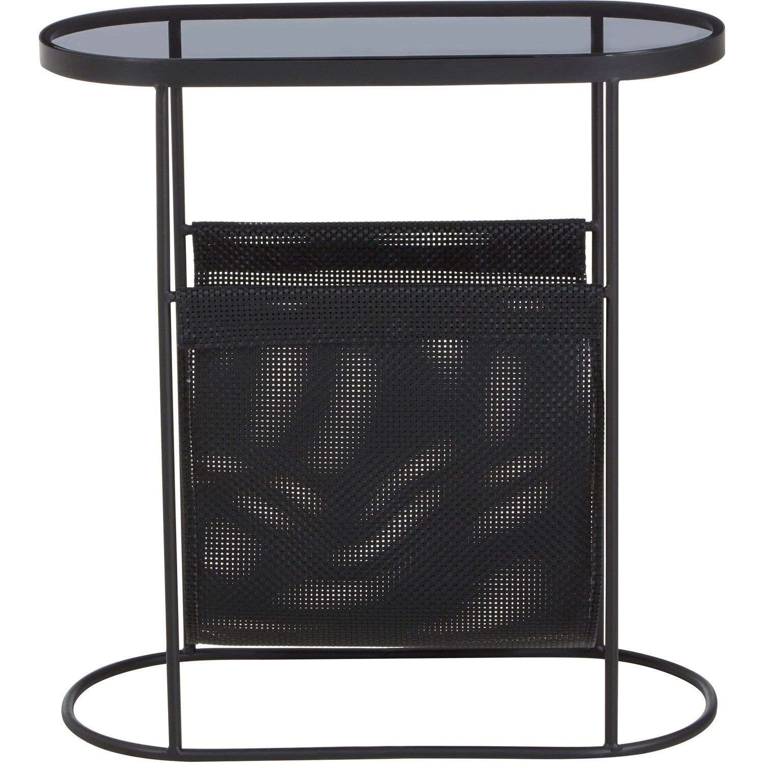 Trento Side Table With Grey Glass Top - Black