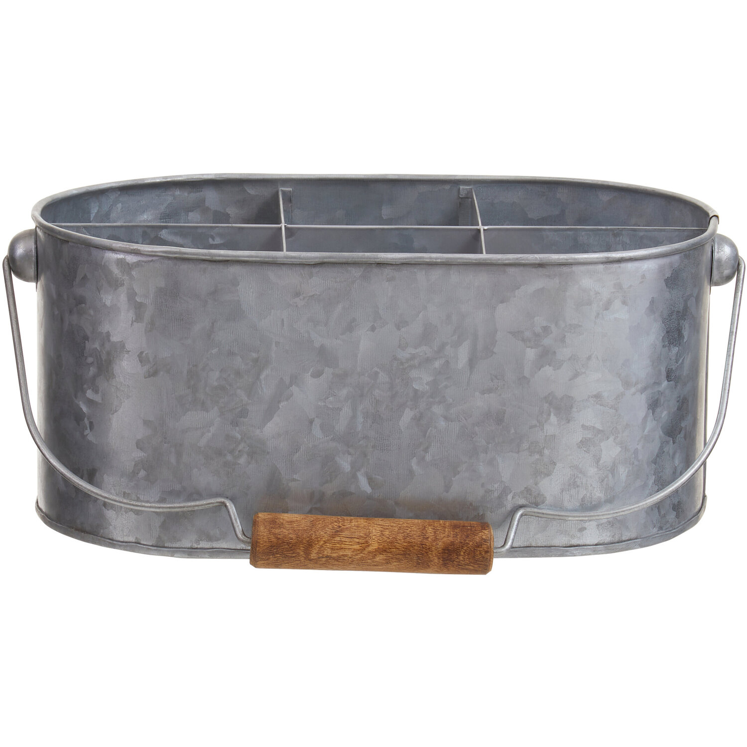 Maison By Premier Drummond 6 Compartment Oval Galvanised Steel Caddy - Silver