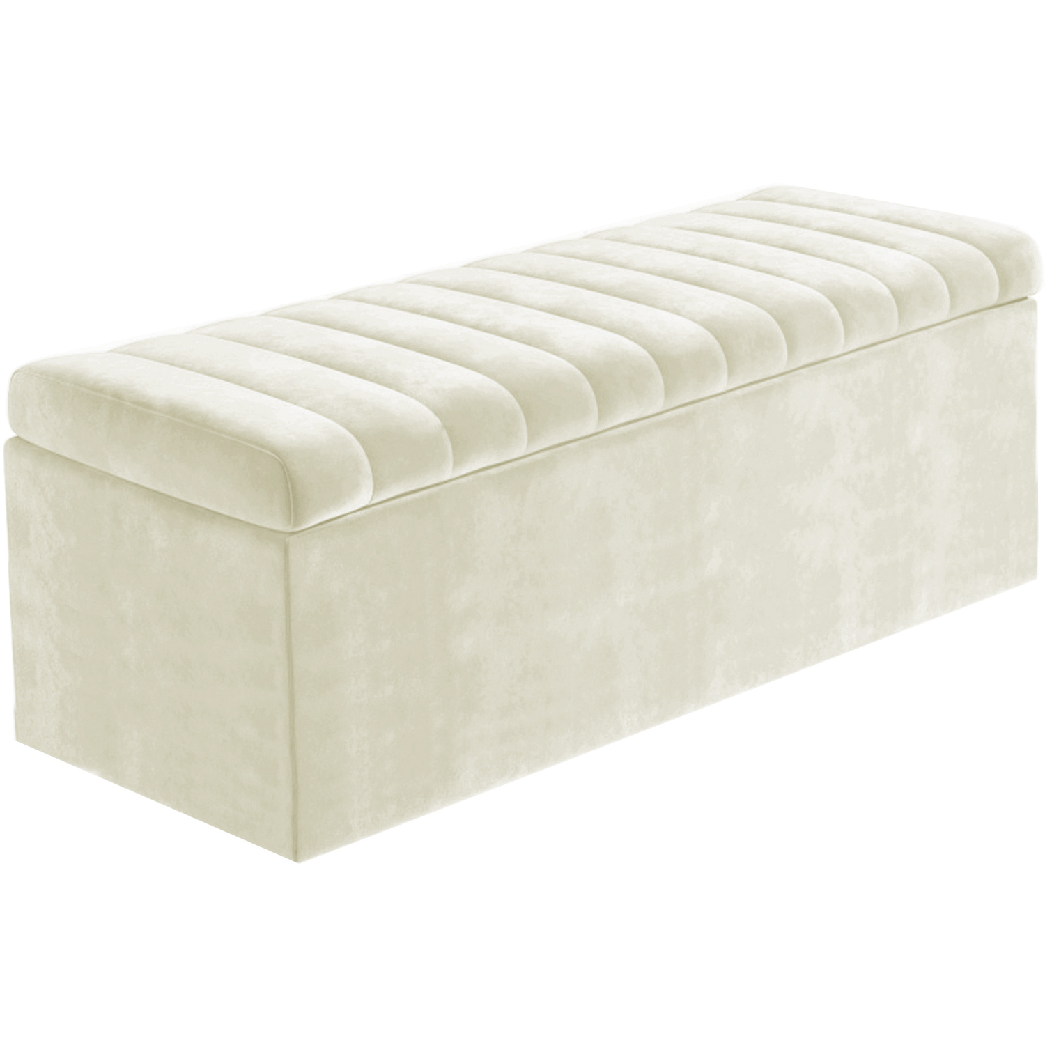 R&M Furnishers Plush Velvet Striped Upholstered Blanket Chest - Cream Plush Velvet