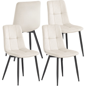 VASAGLE Cappuccino Beige Velvet Dining Chairs