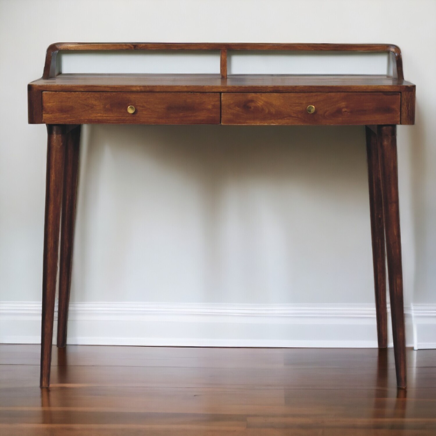 Solid Wood Elevated Chestnut Console Table - Brown