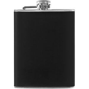 Black Leather Effect Stainless Steel Hip Flask Set