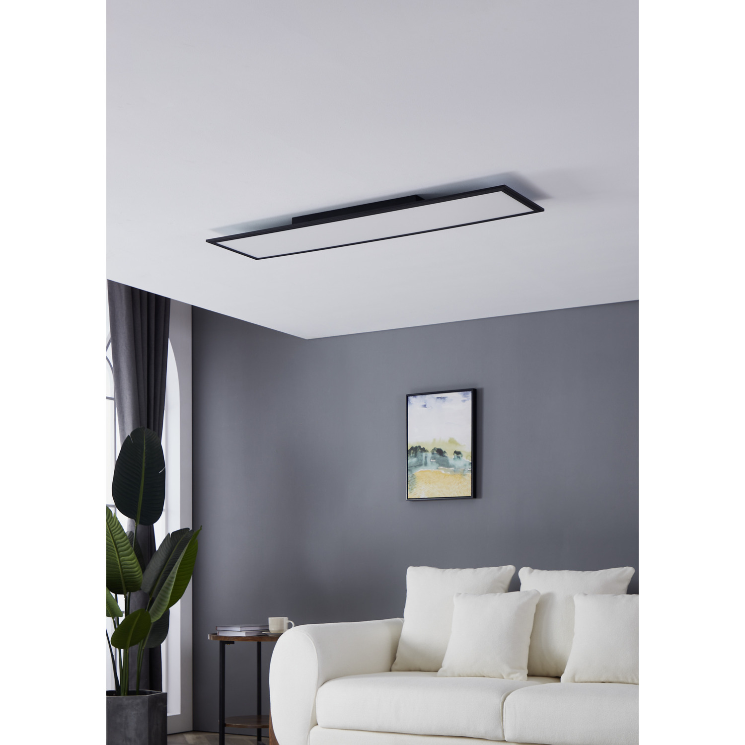 Eglo Salobrena 1 Led Ceiling Light Black Cool White 4000k - Black 120cm