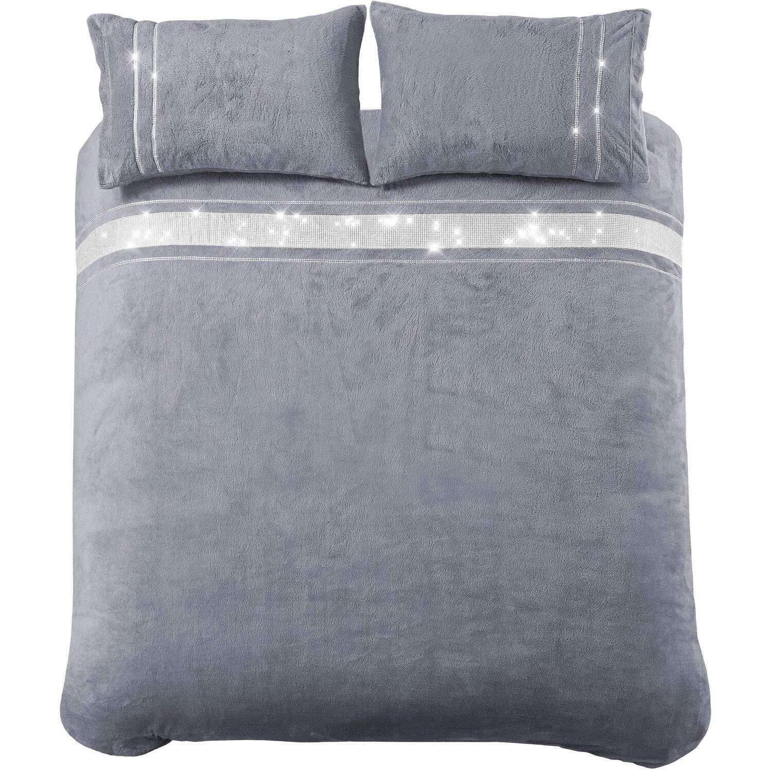 Diamante Teddy Duvet Set - Silver King