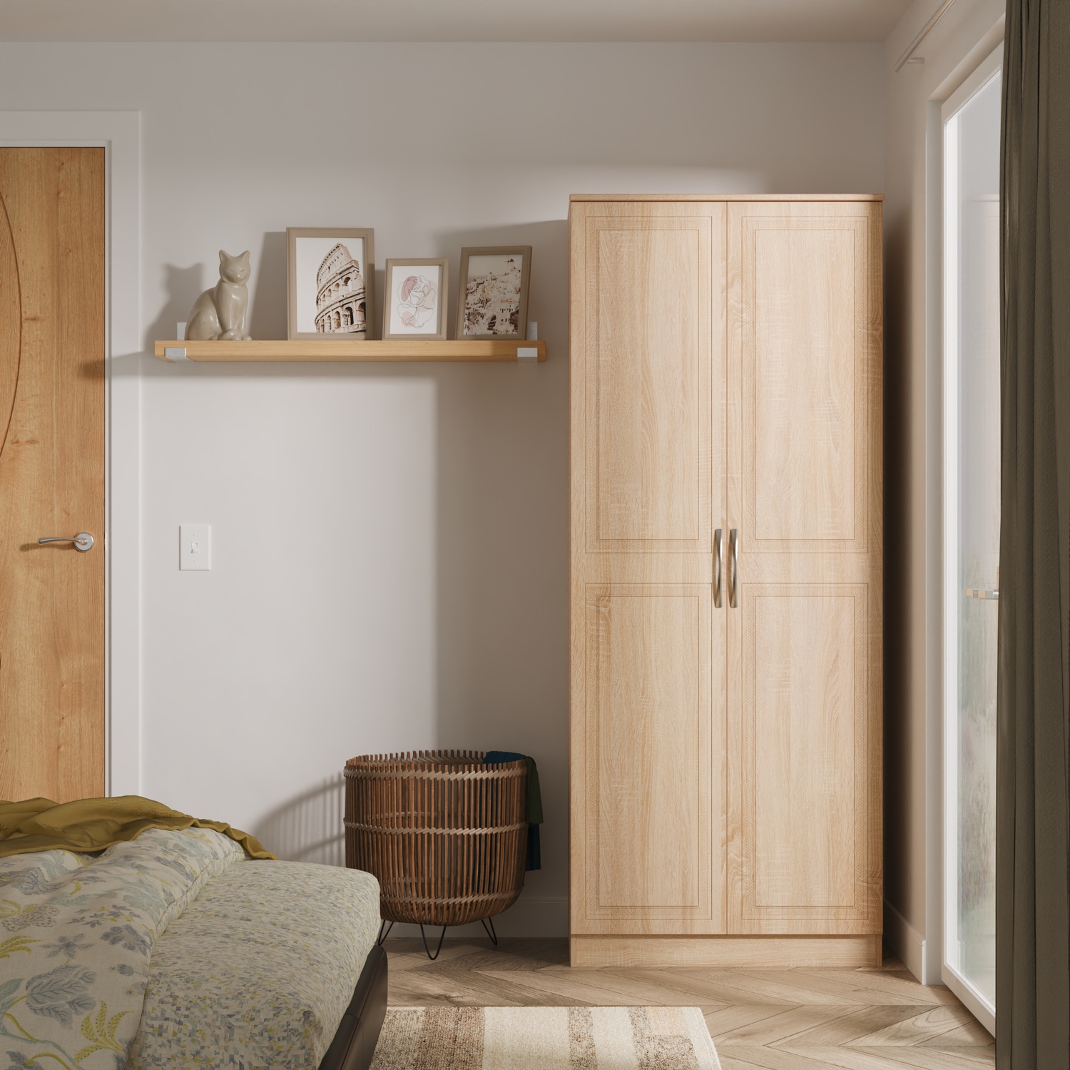 Dorset Ready Assembled 2ft6in Plain Wardrobe - Bardolino Oak