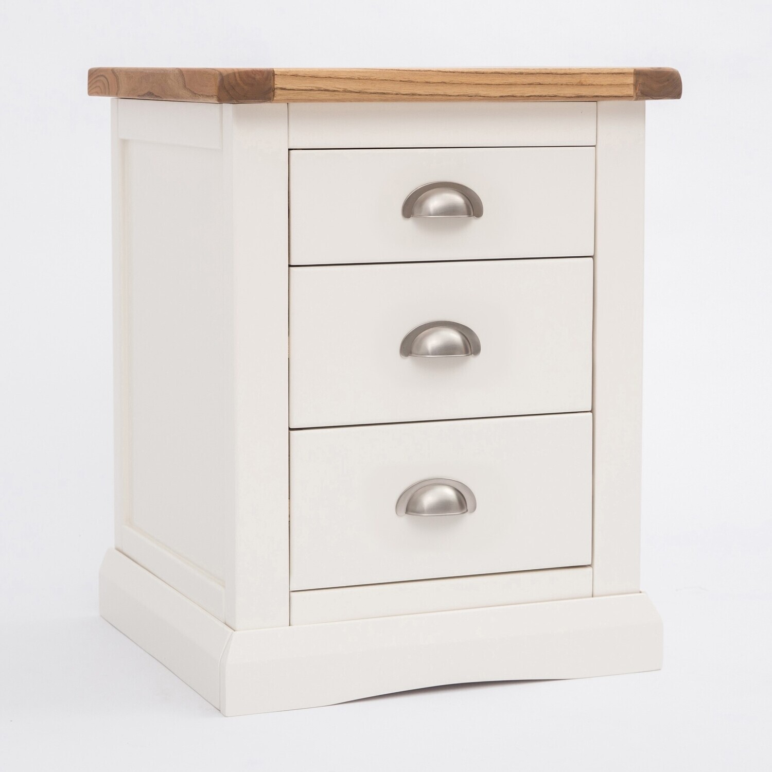 Cabinet Bits Cosenza 3 Drawer Bedside Cabinet - White / Chrome