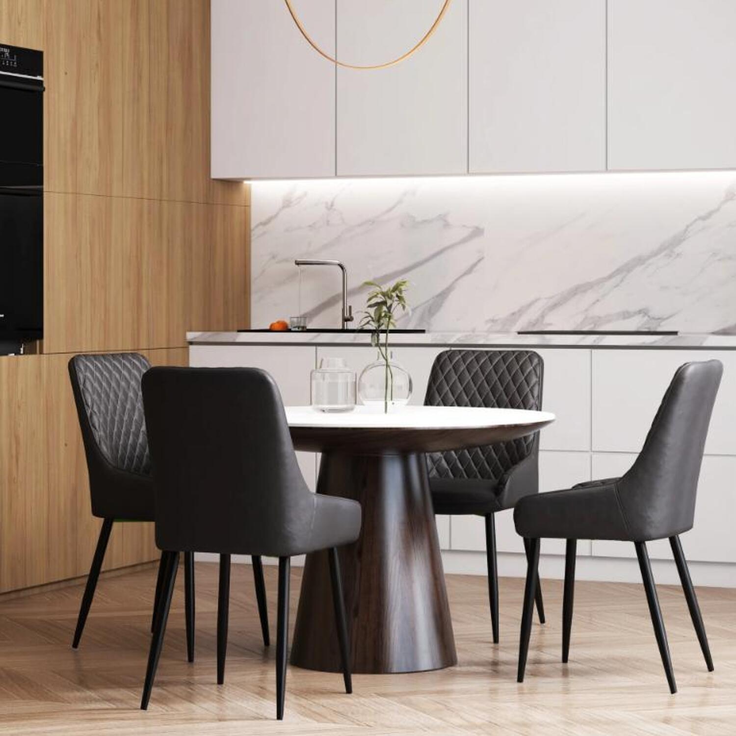 Retro Pu Dining Chair Set Of 4 - Brown