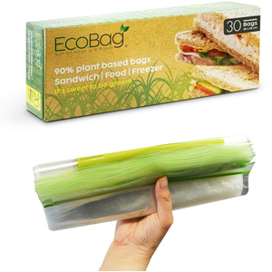Ecobag 30 Pack Reusable Freezer and Sandwich Bags - 2.5 Litre, 35 Micron
