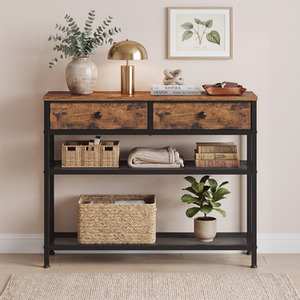 SONGMICS console table drawers mesh shelves