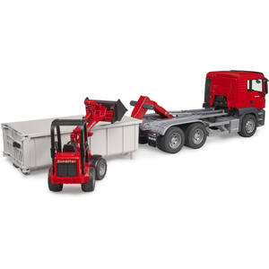 Bruder MAN TGS Truck with Roll-Off-Container Sch ffer Compact loa Detailed Vehicle & Playset Model
