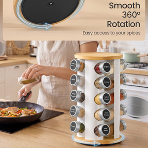SONGMICS Rotating Spice Rack 20 Glass Jars