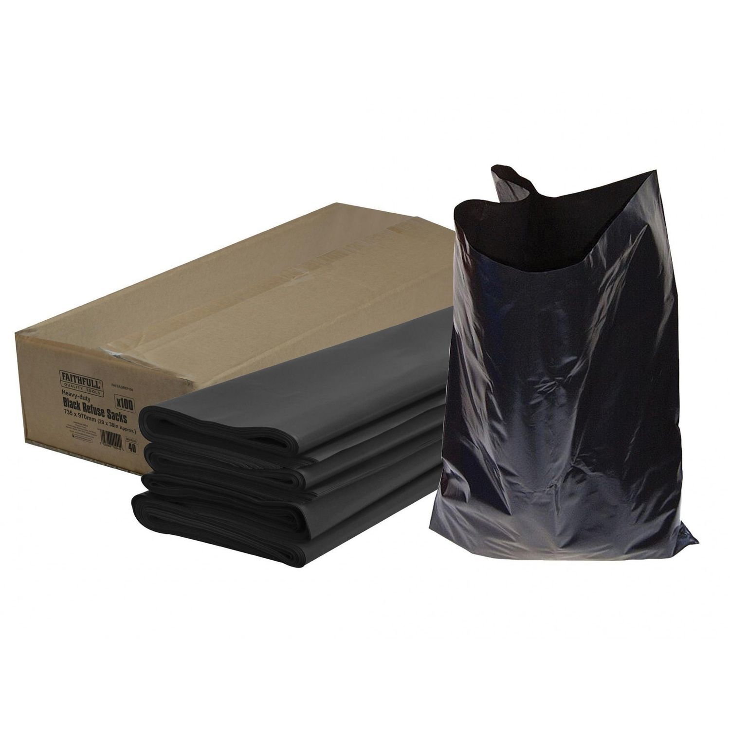 Faithfull Heavy-Duty Black Refuse Sacks - Multi Colour