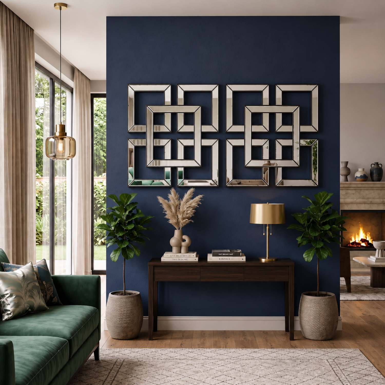 Deenz 2X Black Art-Deco Mirrored Wall Art 40Cm - Blacky / 2