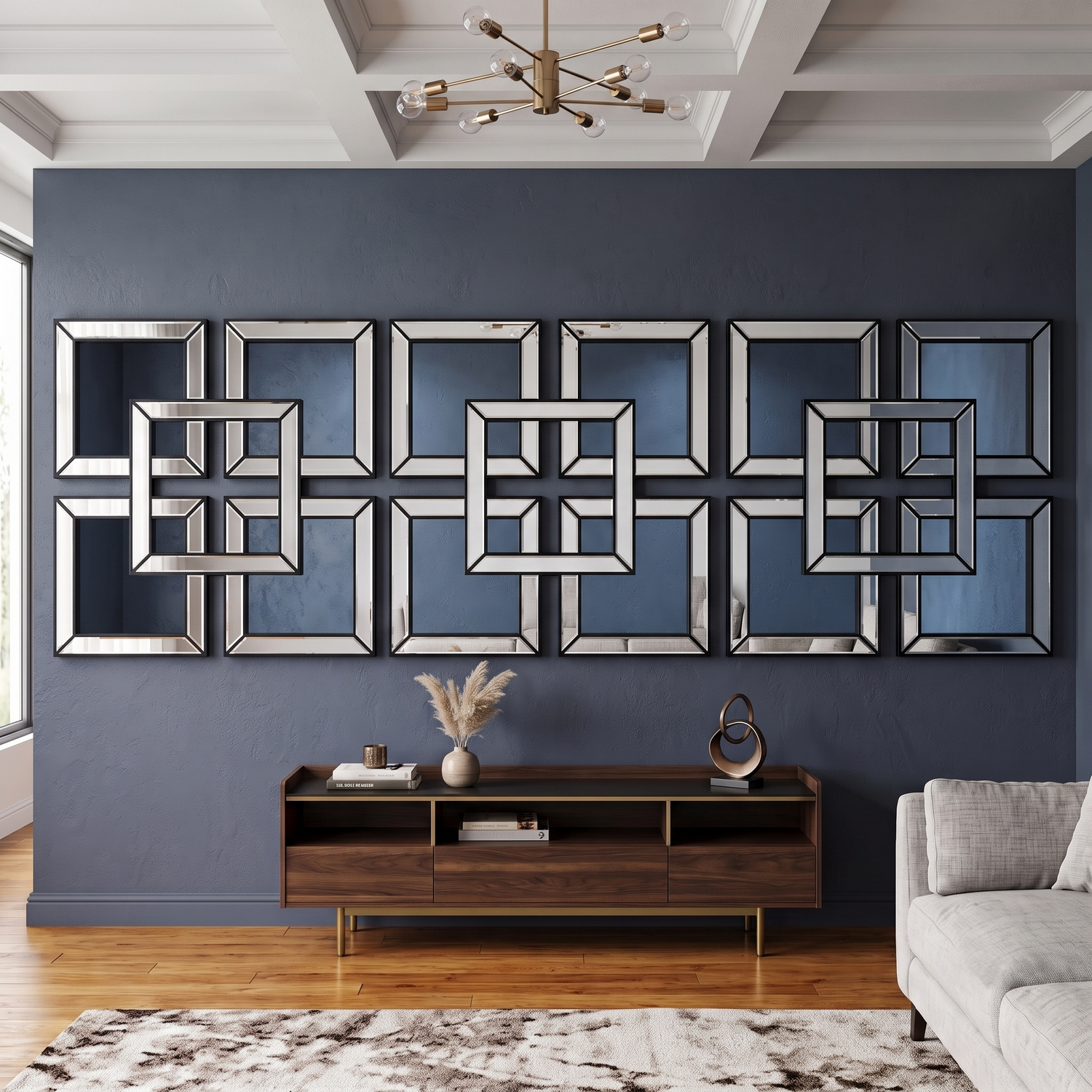 Deenz 2X Black Art-Deco Mirrored Wall Art 40Cm - Blacky / 3