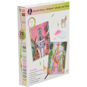 Pack of 2 Crystal Canvas Giraffes and Zebras