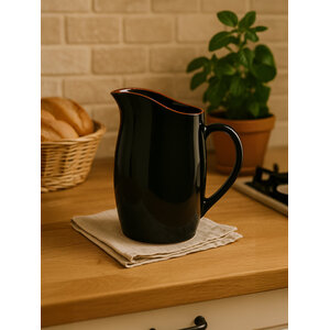 Calisto Terracotta Black Glazed Pitcher