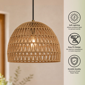 Rope Woven Dome Light Shade With Natural Basket Weave