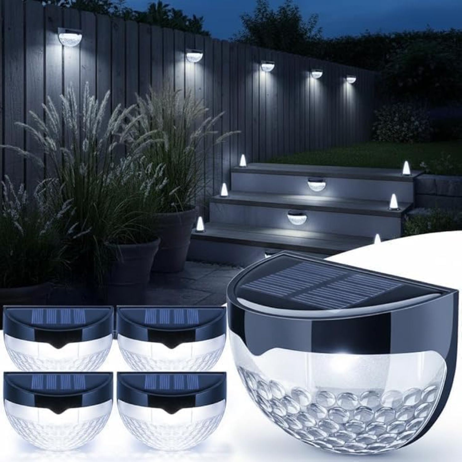 B&Q - Solar Lights Outdoor GardenPack Of 4 Waterproof PathwayPatio & Deck Lights With Dusk-To-Dawn Sensor - Image 3
