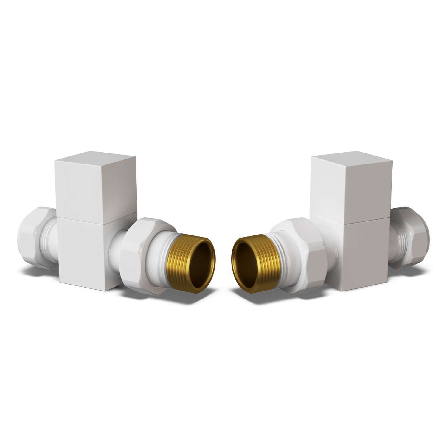 B&Q - Square Thermostatic Radiator Valve Set Manual Trv Straight With Lockshield 15mmModern Style White - Image 2