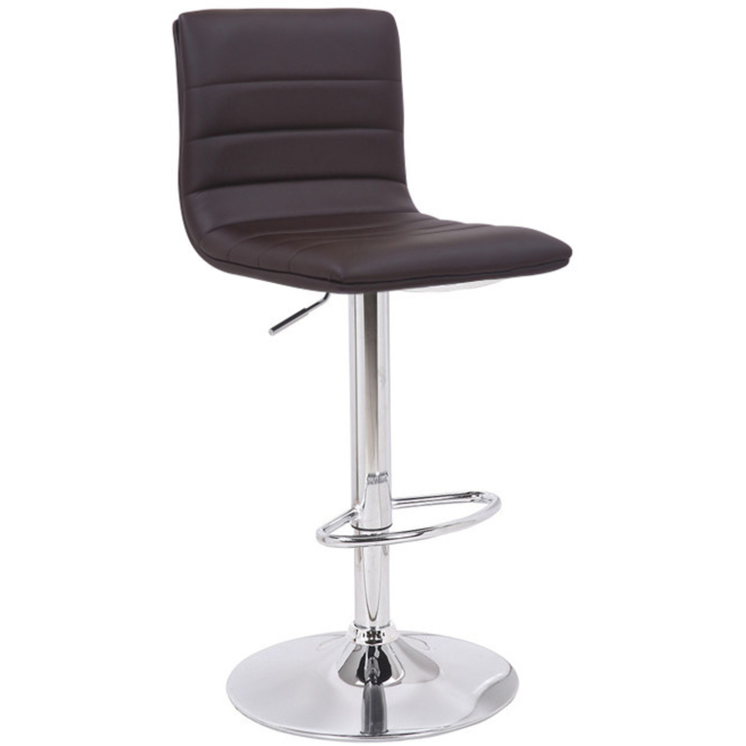 B&Q -  Aldo Brown Faux Leather Bar StoolSwivelAdjustable HeightChrome Base - Image 3