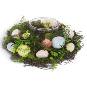 Speckled Egg and Foliage Inspired Easter Candle Holder