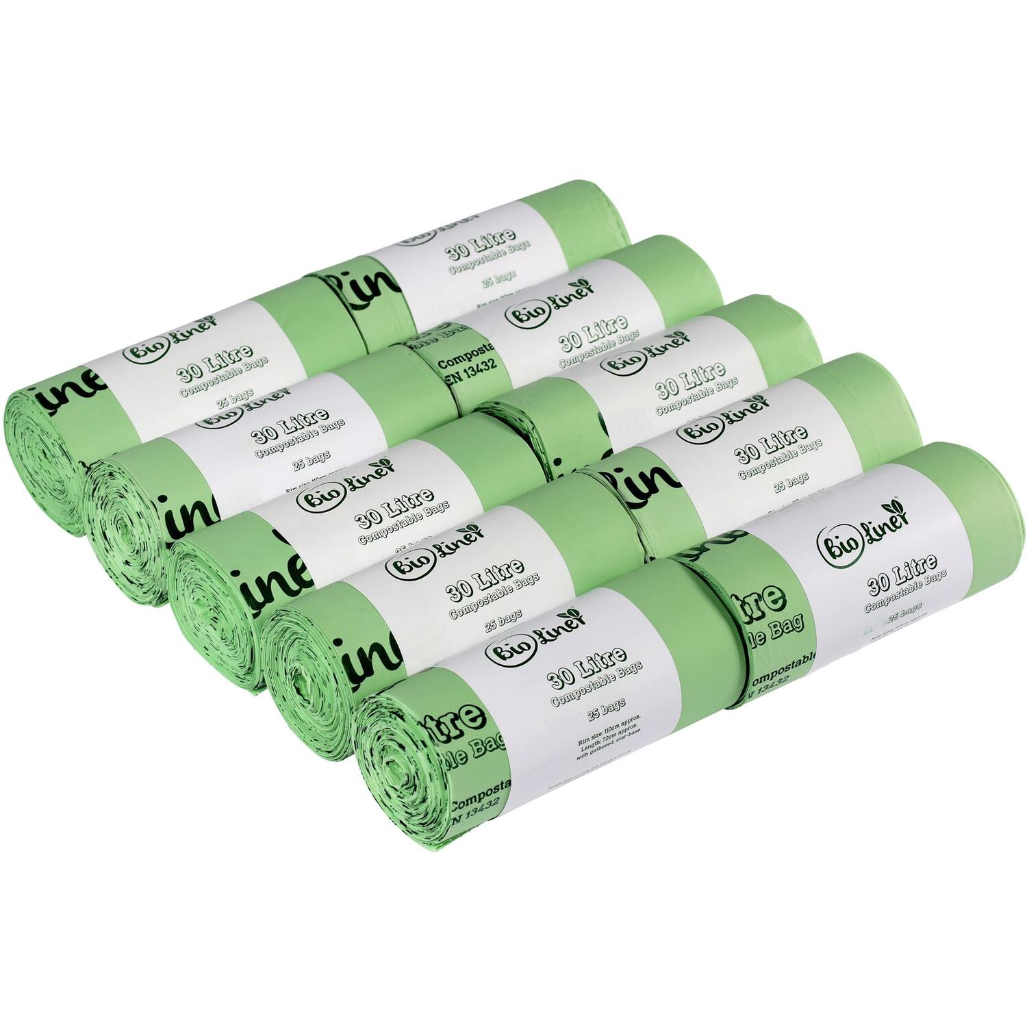Bioliner 30 Litre Compostable Food Waste Bin Bags - Green / 10 - Image 4
