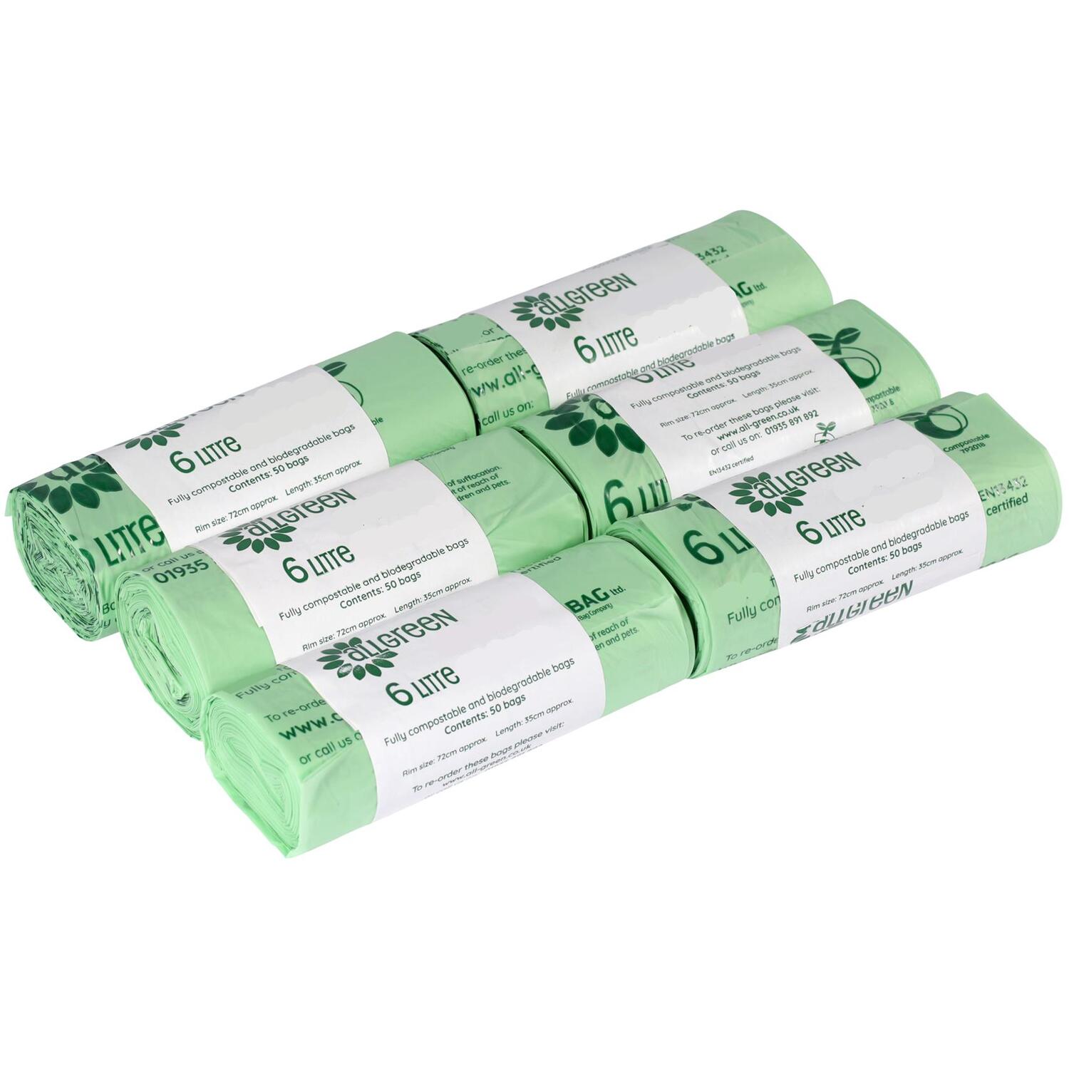 All-Green 6 Litre Compostable Food Waste Bin Liners - Green / 6