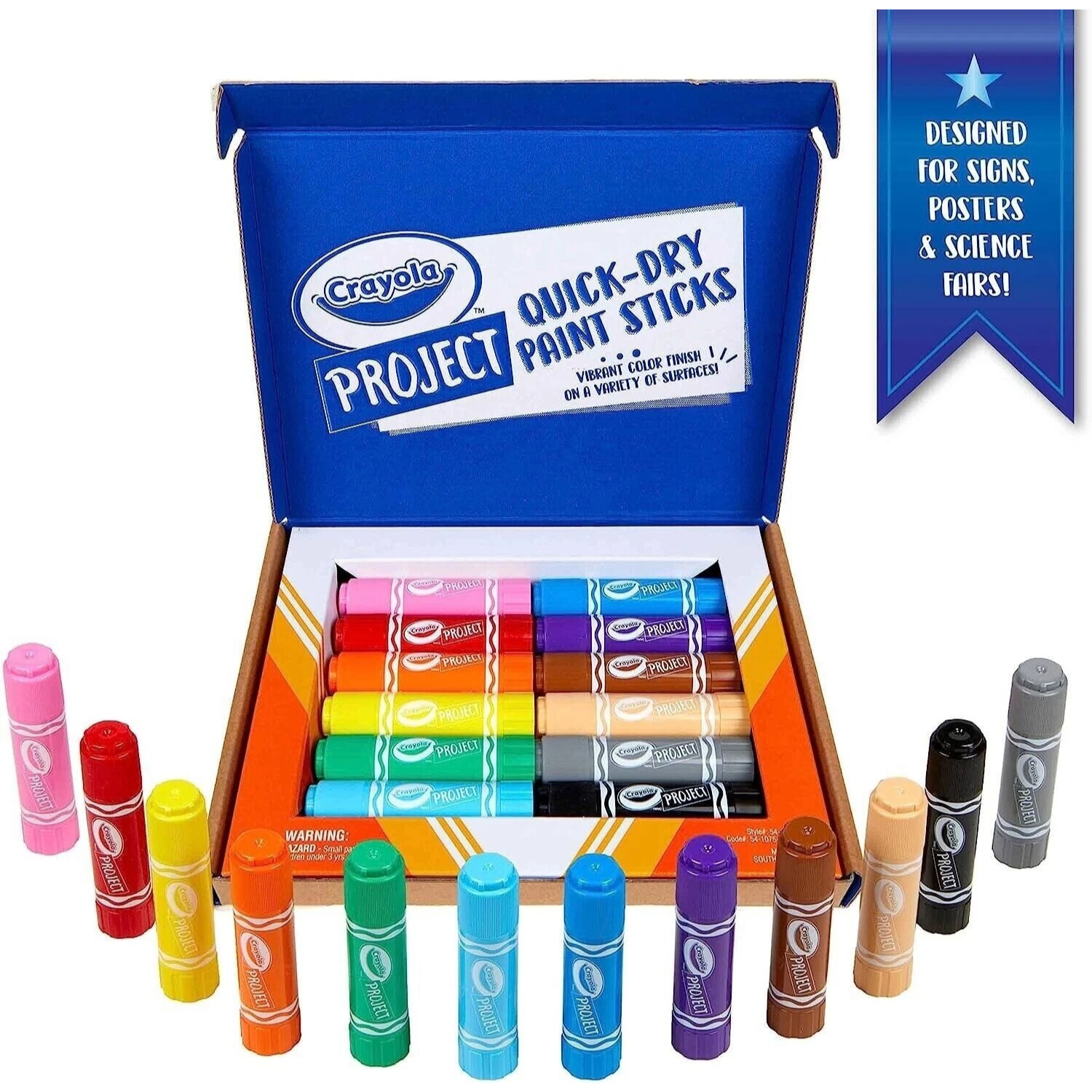 Crayola Quick Dry Paint Sticks Colour Paint Set For Kids - 12 Colours - Neutral