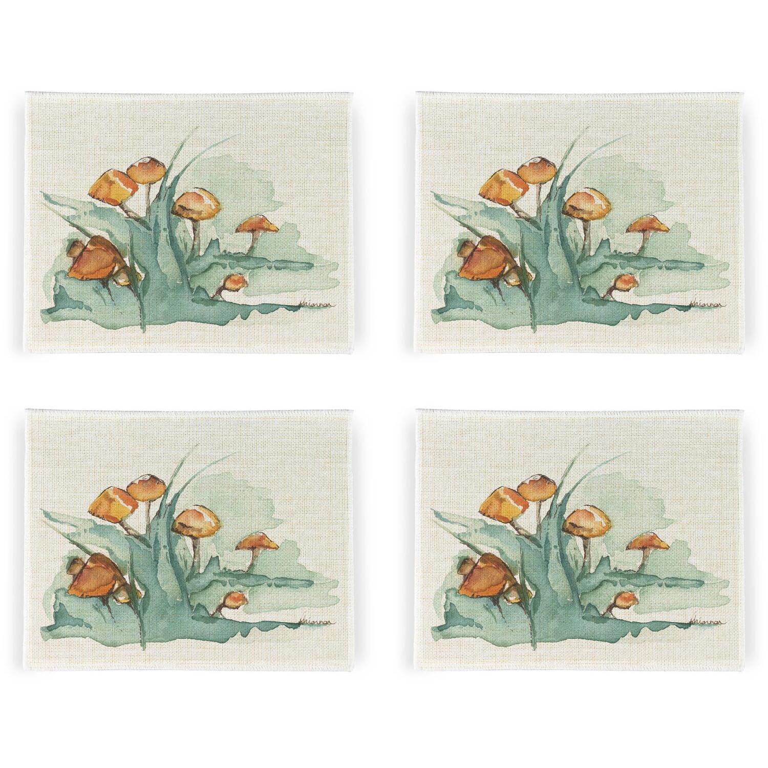 Image of Wild Mushrooms Linen Placemats - Set&hellip;