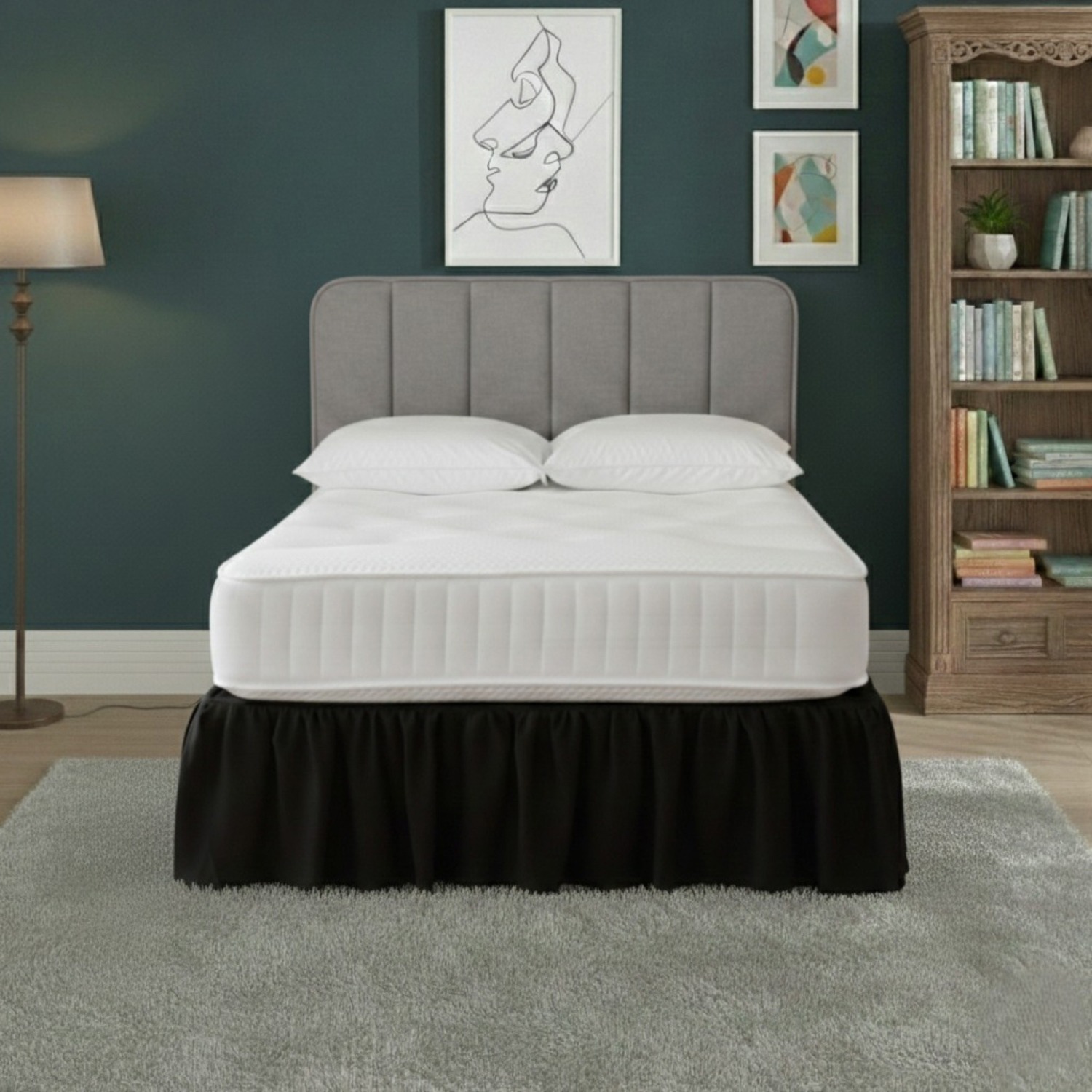 Snug City Base Valance Polycotton Sheet for Divan Beds Easy Care Bed Base Cover in Black | Size: Super King