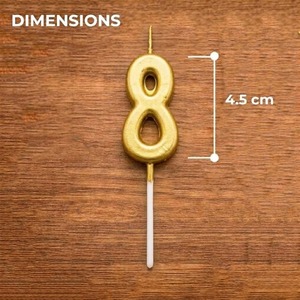 Shatchi Gold Number 8 Cake Candle Topper, Pack of 2