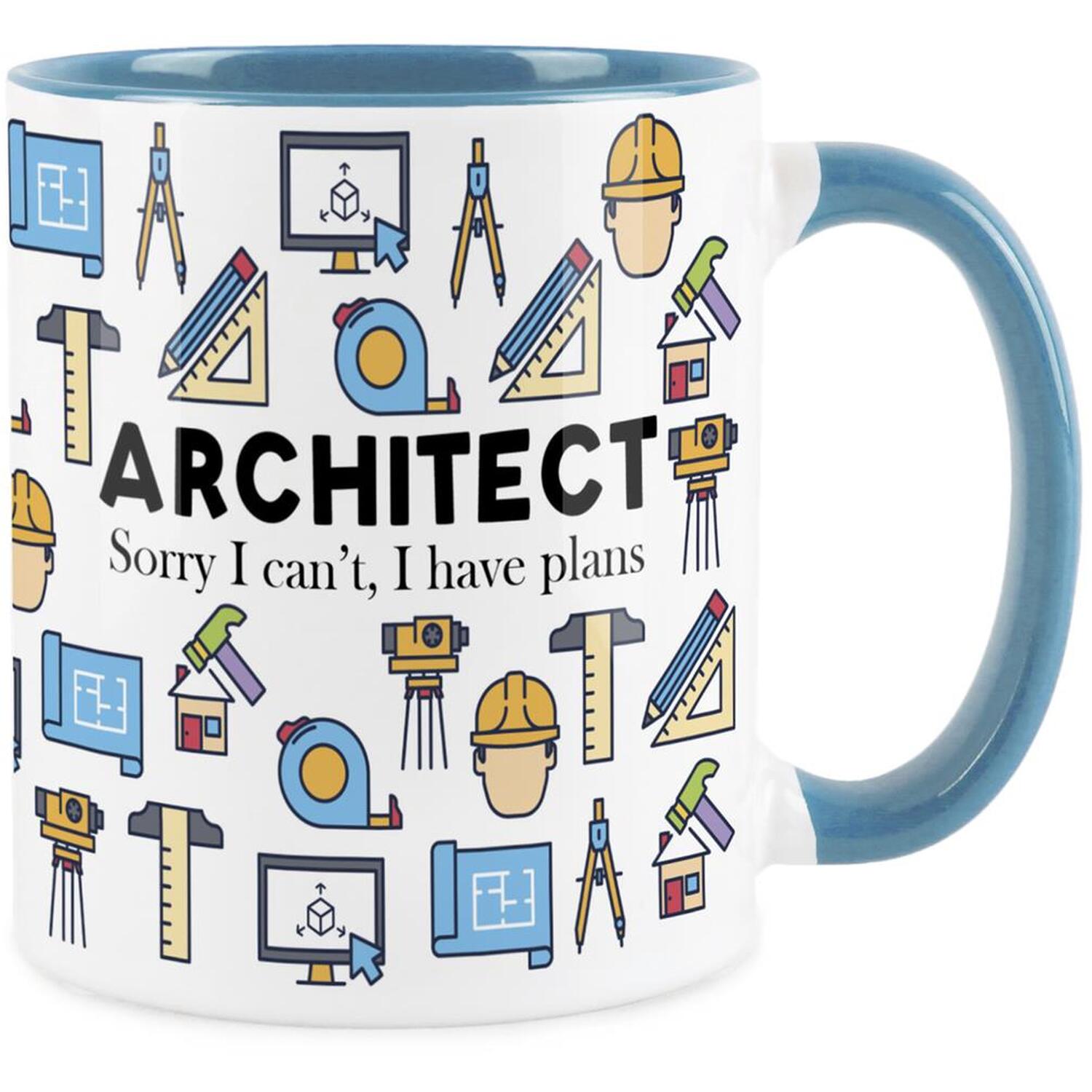 Purely Home Novelty Architect Light Blue Mug - Coffee/Tea Ceramic Cup Gift - Light Blue