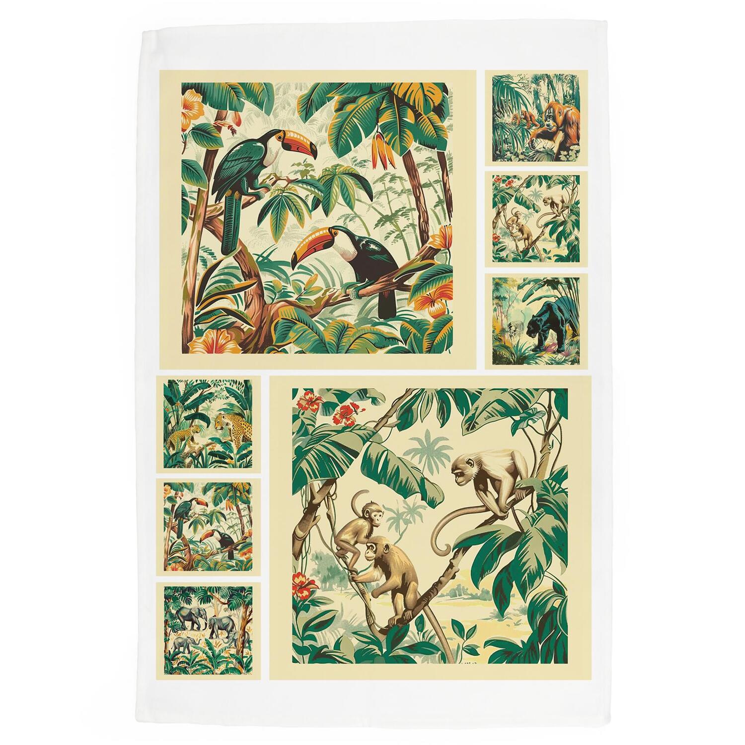 Purely Home Vintage Jungle Large Kitchen Tea Towel Dish Cloth - Multicoloured - Image 3
