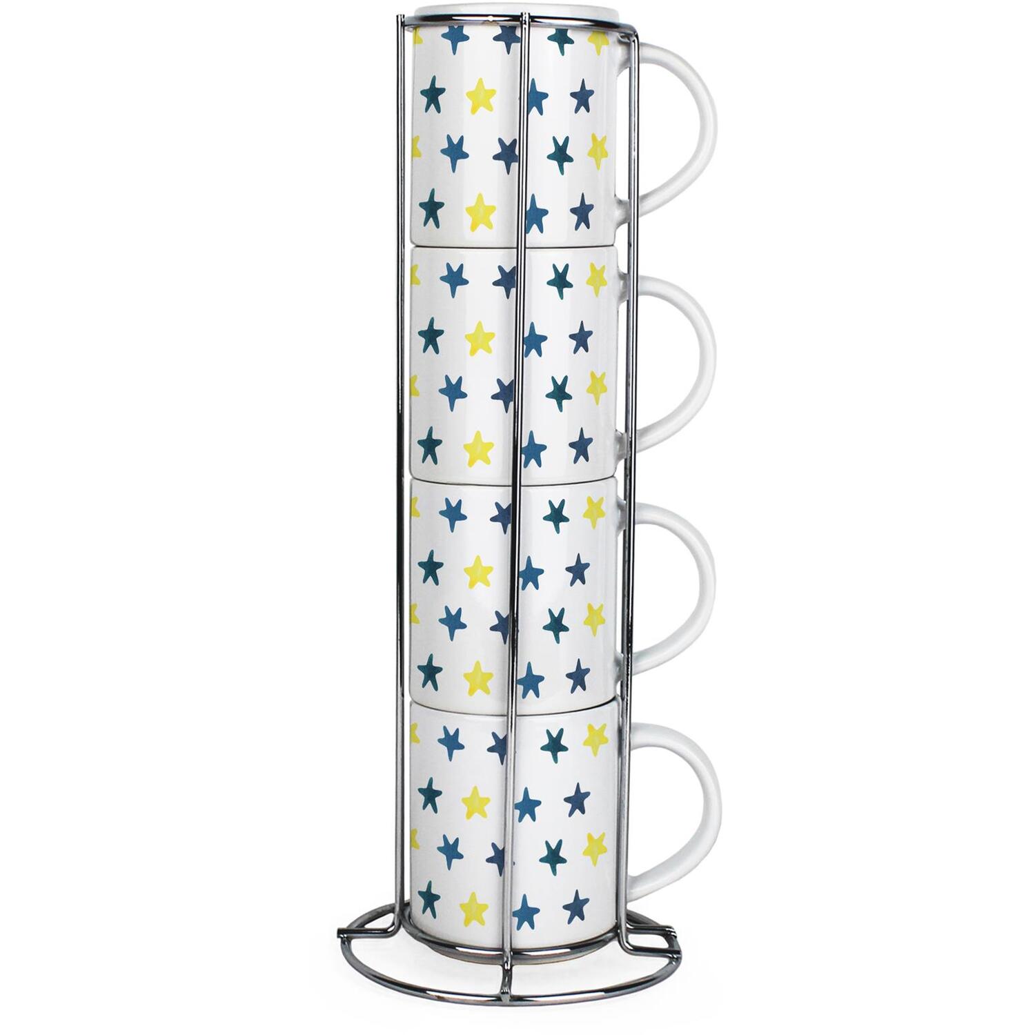 Stars Small Stacking Mugs Set - Set of 4 Ceramic Mugs Gift - Image 2