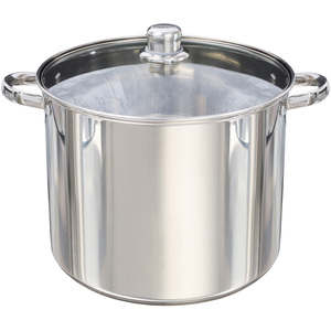 Deep Stock Pot Stainless Steel with Glass Lid 28 cm 13.5 Litre