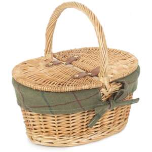 Wicker Child's Oval Lined Lidded Picnic Basket