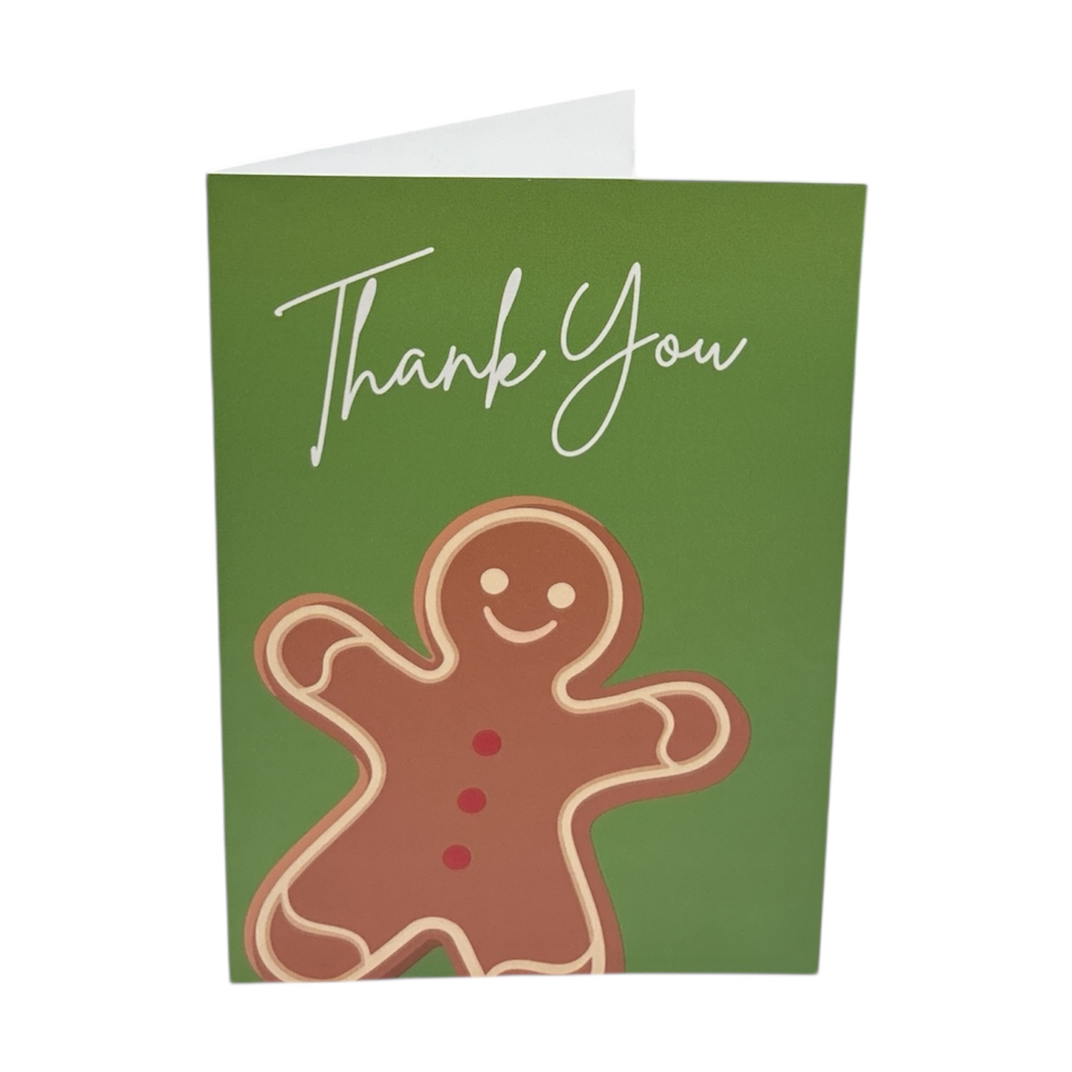 Brightfeel Pack Of 20 Gingerbread Man Small Blank Thank You Christmas Cards With Envelopes - White