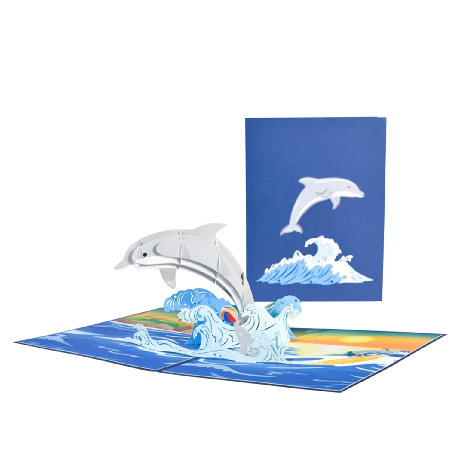 Brightfeel Dolphin Ocean Leap 3D Pop Up Greeting Card - White
